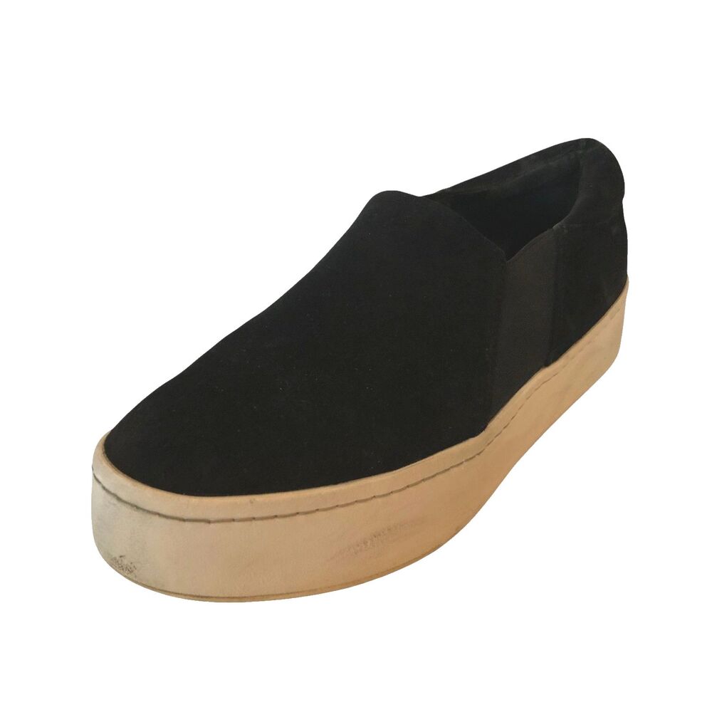 Vince Warren Womens Size 6.5 M Black Suede Thick Platform Slip On Loafer Shoes